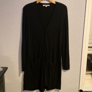 Long Black Button Front Cardigan - Loft